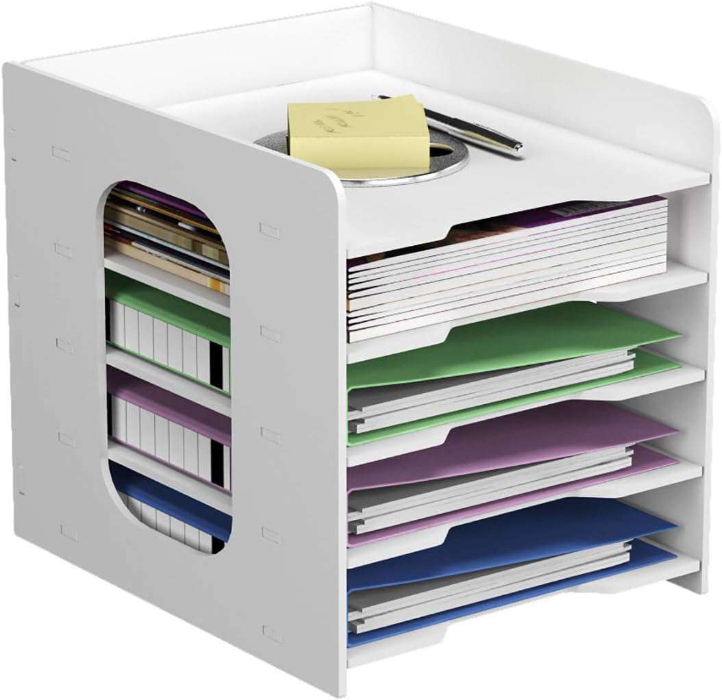 Documentenhouder, A4, brievenbakje, 5 opbergvakken, pvc, bureau, bestandsorganizer, papierhouder, archiefopslag, opbergsysteem, documentenhouder voor kantoor, werkkamer, school, kantoor