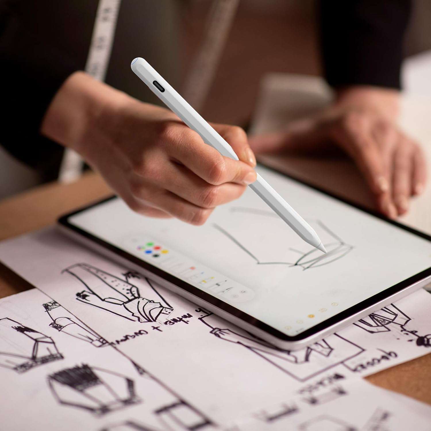 Alternatief Appl Pencil Stylus Pen voor iPad 2018-2024 met Magnetic Opladen&Palm Rejection Compatibel met iPad Pro 11/12.9, iPad Air 3/4/5, iPad na 2018