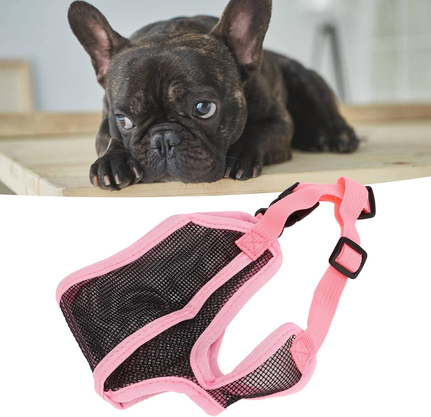 Ademend Mesh Muilkorf voor Korte Snuit Honden (Bulldog, Chihuahua) – Voorkom Bijten, Blaffen & Kauwen