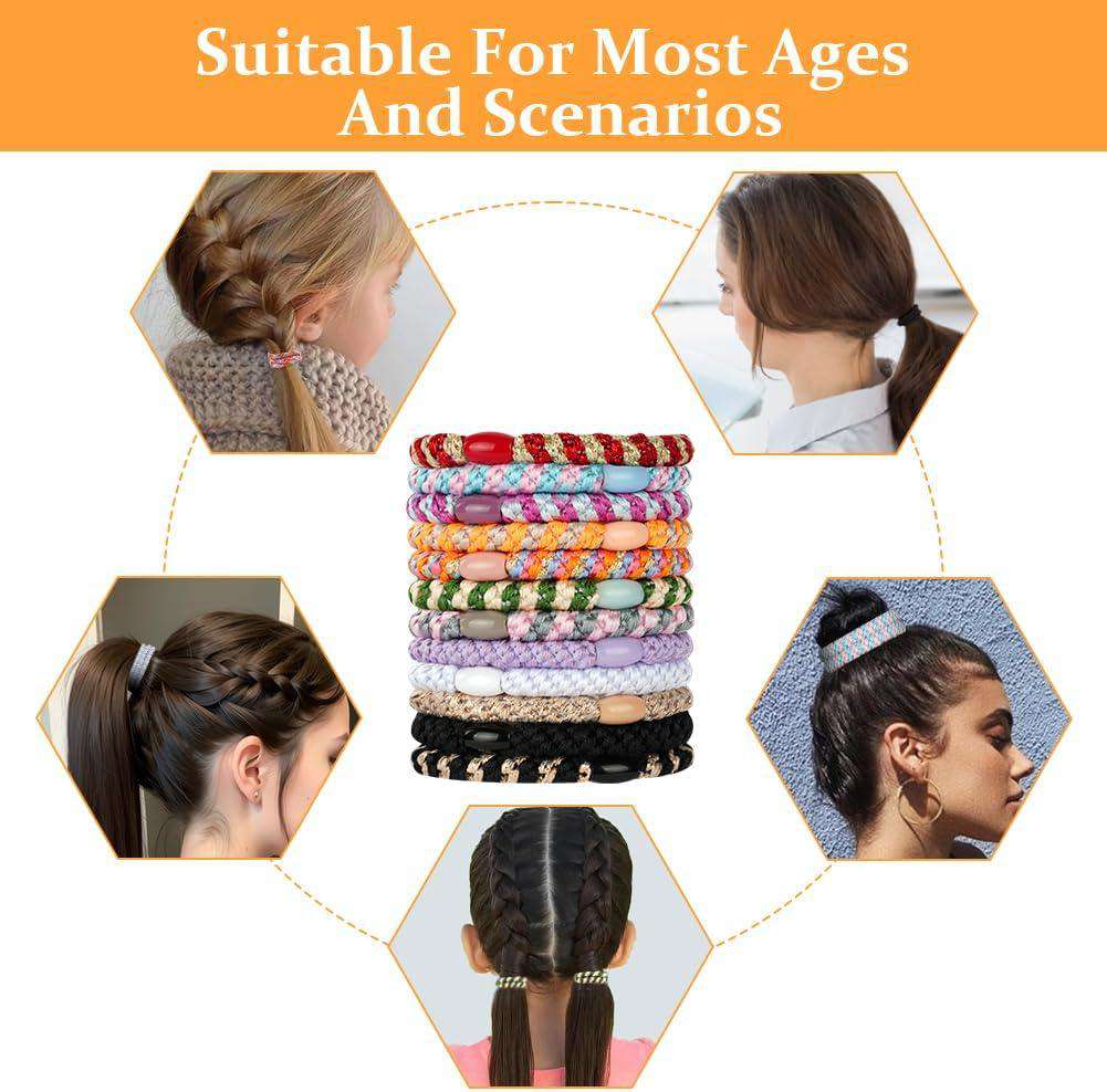 12 Stuks Elastische Haarbanden voor Dames & Meisjes – Geen Schade, Vouwloos, Paardenstaart & Vlecht