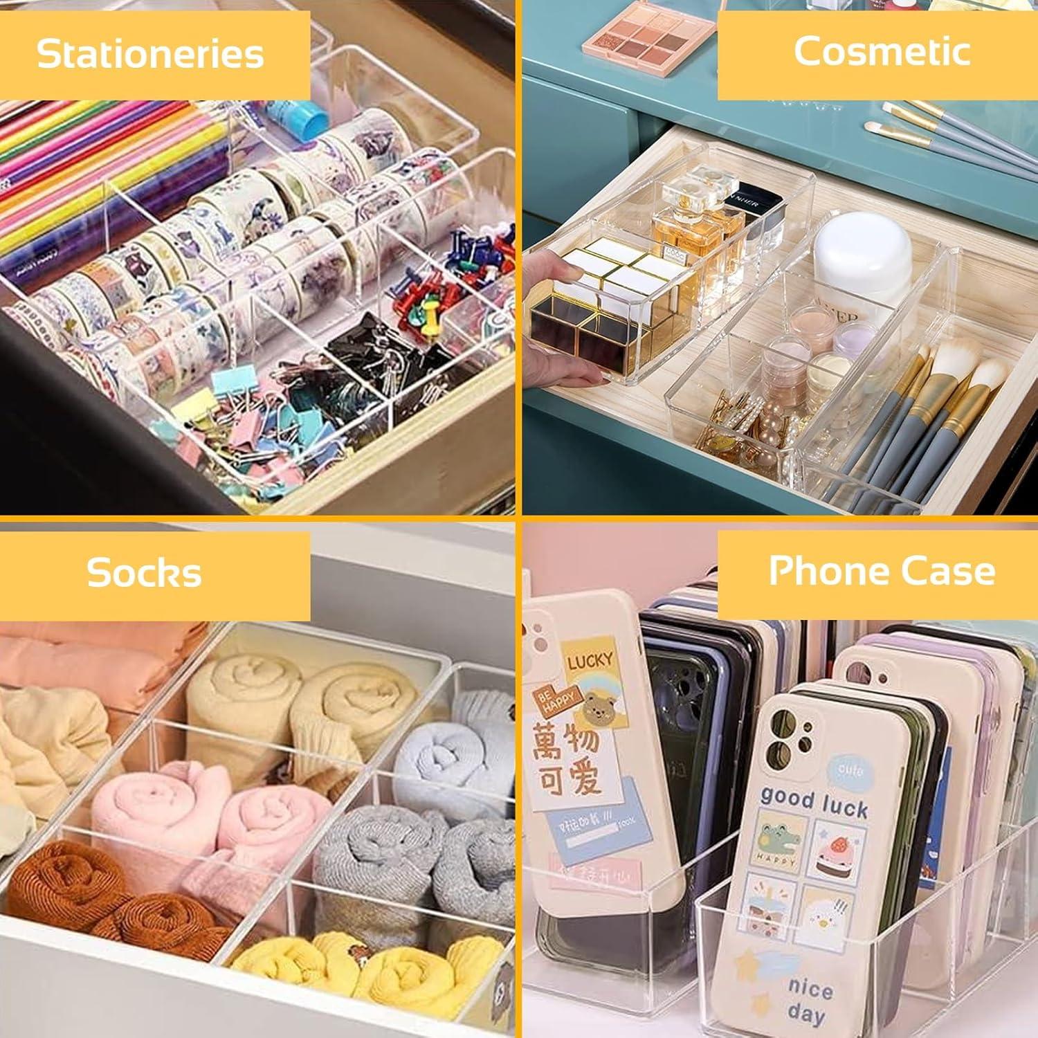Make-up Organizer Set van 2 – Transparant Acryl – Cosmetische Opbergdozen voor Lippenstift, Sieraden & Accessoires