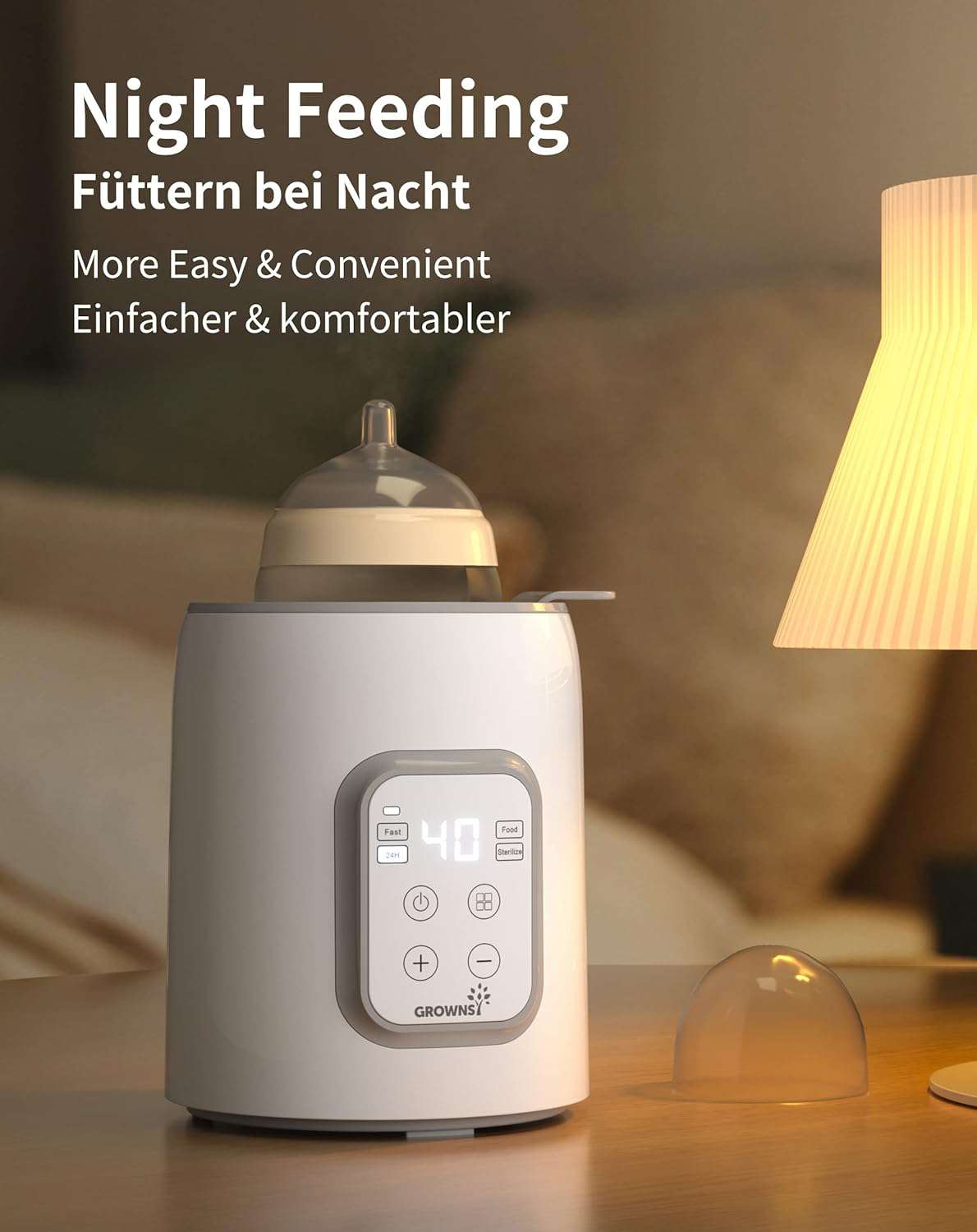 Flesverwarmer voor baby's, sterilisator voor babyflessen, 8-in-1 Fast babyvoeding, warm houden van babyvoeding en ontdooien, BPA-vrije fleswarmer, babyvoedingwarmer met lcd-display