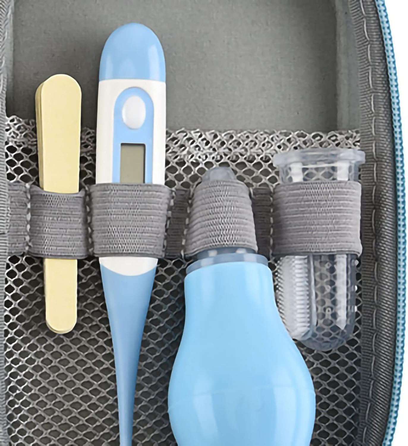 8 in 1 babyverzorgingsset met haarborstel Nagelknipper Neusreiniger Vingertandenborstel Schaar Pasgeboren zorg voor babyverzorging Gezond en schoon houden(blauw)