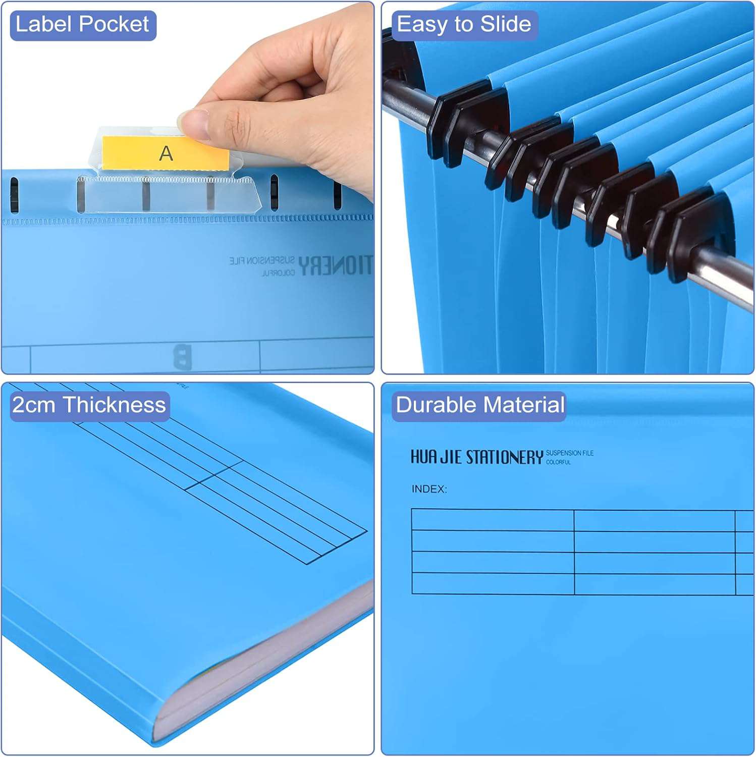 A4-ophangmappen, 25 stuks polypropyleen archiefkast ophangbestanden met tabbladen, kaartinzetstukken en uitwisbare pen, A4-ophangmappen voor archiveringsopslag voor school, thuis, werk, kantoor
