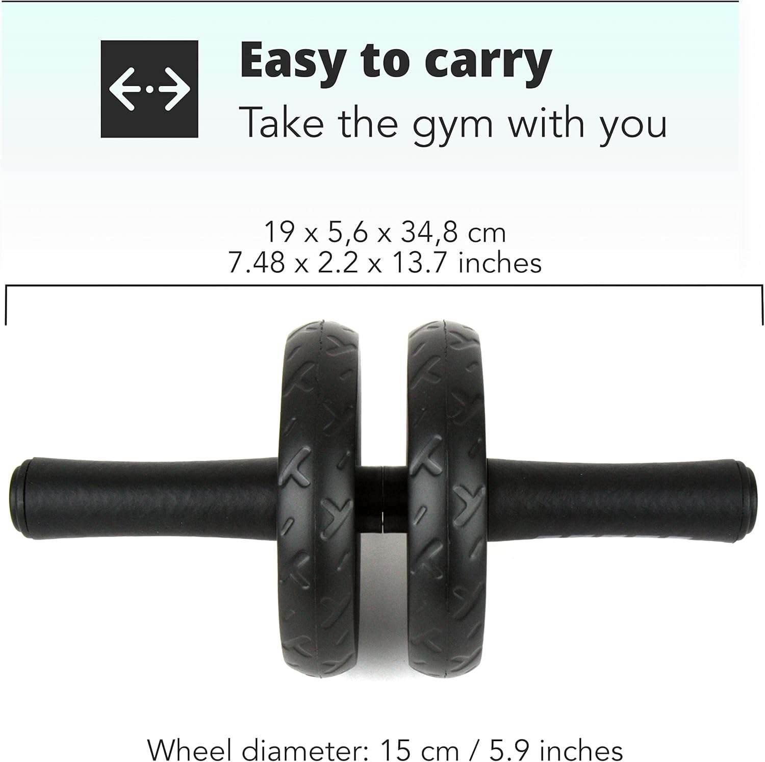 H&S Ab Roller voor Krachttraining Apparatuur - Rolwiel voor Buikspieren met Extra Dikke Kniebeschermermat - met Dubbele Glijwielen