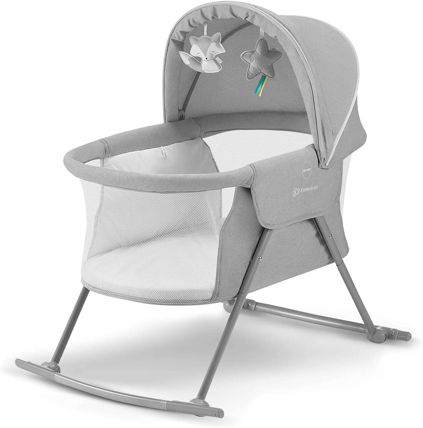3-in-1 reisbed LOVI 3-in-1 reisbed, babybedje, wiegje, schommelwiegje, makkelijk in- en uitklappen, verstelbare zonnekap, met toebehoren, matrasje met verwijderbare hoes, Grijs