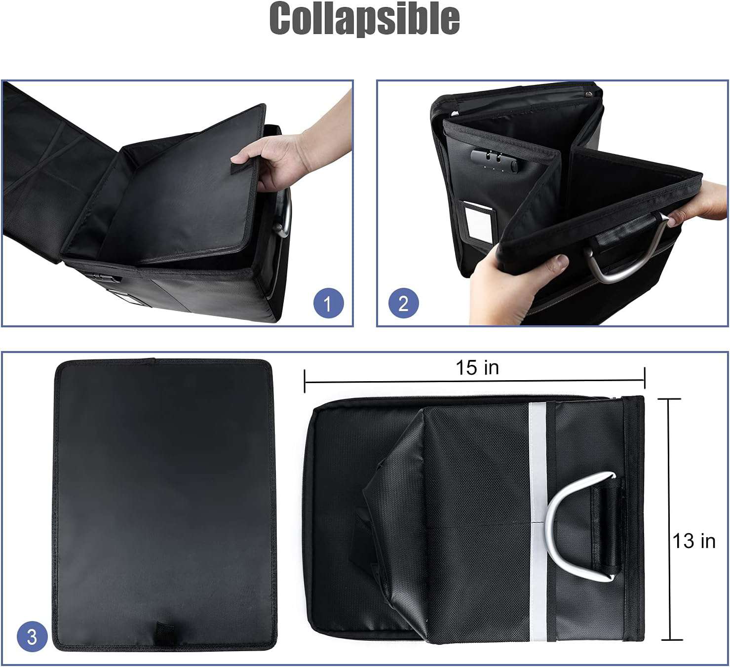 Brandwerende ordnerdoos voor documenten, brandwerende opbergdoos met slot, draagbare kantoorkluis voor hangmappen, letter-/legalformaat, 40,9 x 32,8 x 27,9 cm