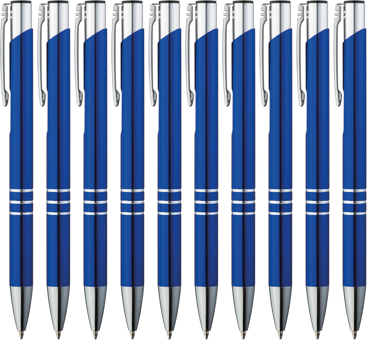 Metalen balpen, 10 stuks, premium balpenset, hoogwaardig, pen voor makkelijk en zacht schrijven, blauwschrijvende balpen, als optische blikvanger