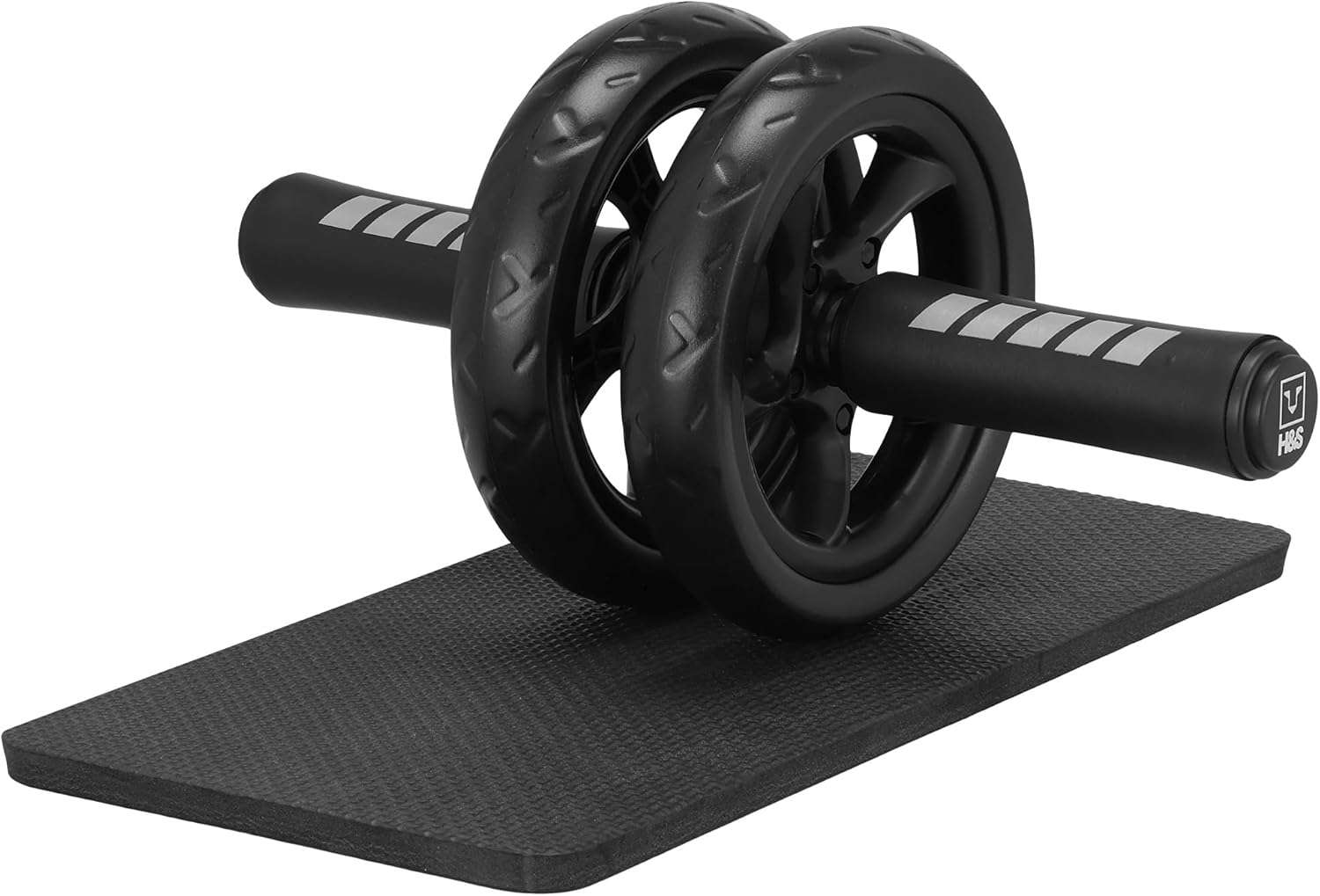 H&S Ab Roller voor Krachttraining Apparatuur - Rolwiel voor Buikspieren met Extra Dikke Kniebeschermermat - met Dubbele Glijwielen
