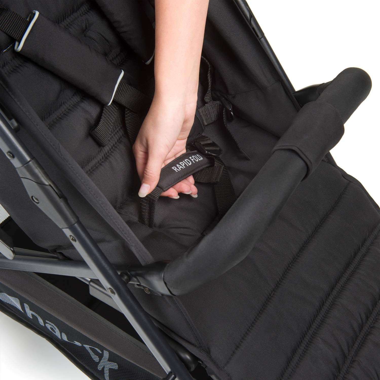 buggy tot 25 kg met ligstand vanaf geboorte, klein inklapbaar met één hand, in hoogte verstelbare duwstang, grote mand, grijs (caviar)/zilver
