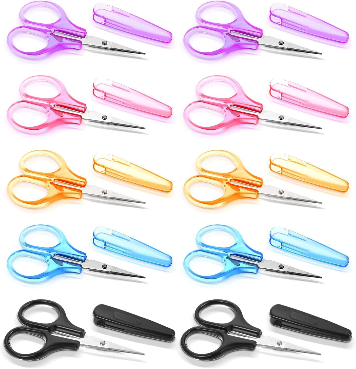 Mini-schaarset, 10 stuks, roestvrij staal, knutselschaar, kleine multifunctionele schaar, nauwkeurige rechte schaar met beschermhoes, knutselschaar voor naaien, papier, snijden, scrapbooking, 5