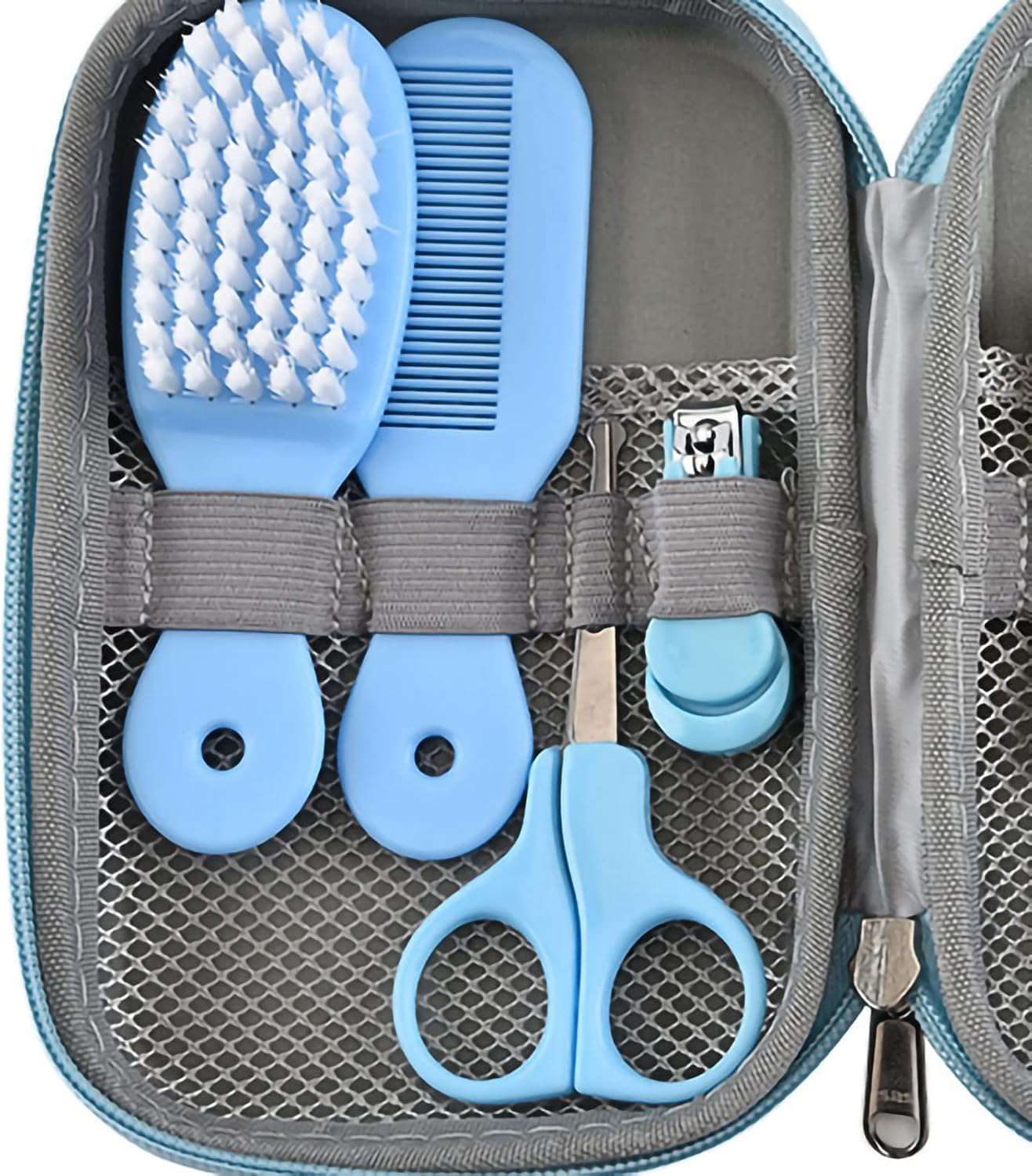 8 in 1 babyverzorgingsset met haarborstel Nagelknipper Neusreiniger Vingertandenborstel Schaar Pasgeboren zorg voor babyverzorging Gezond en schoon houden(blauw)