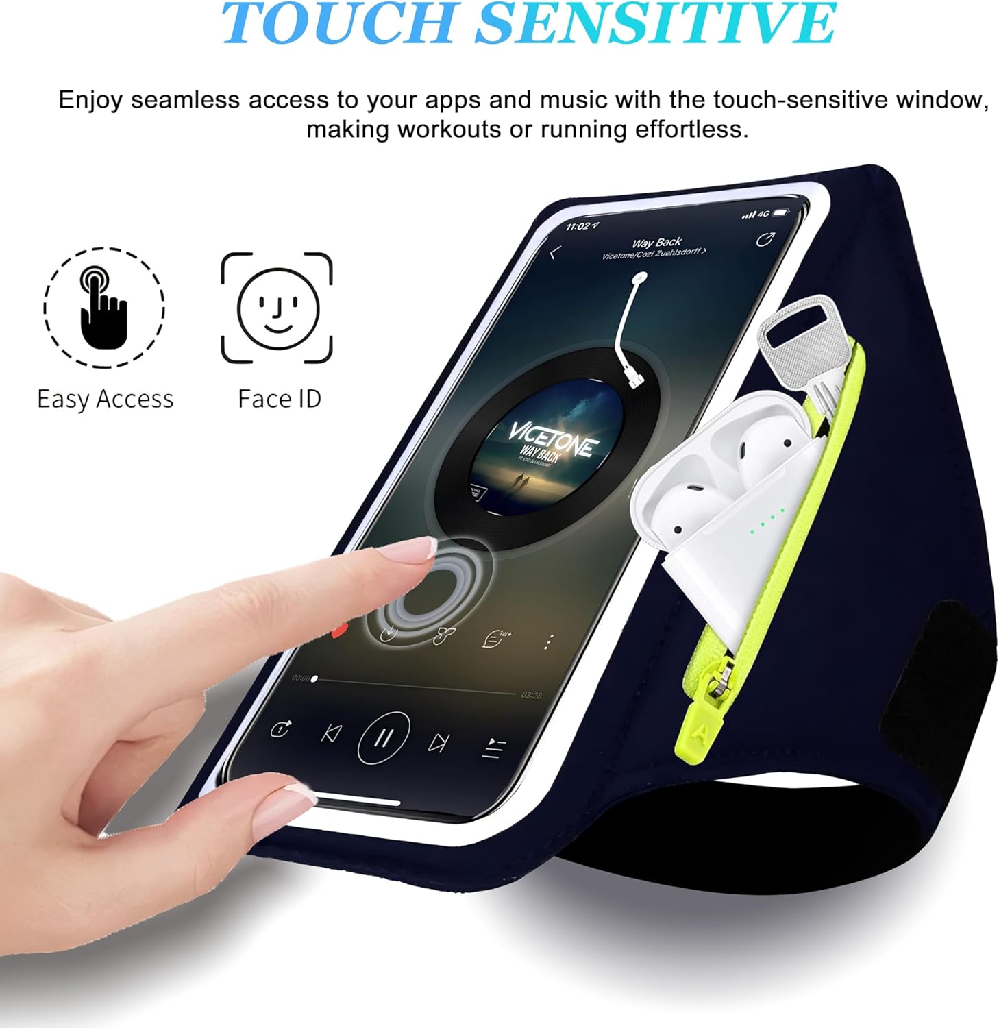 Running Armband Telefoonhouder, Zweetbestendige Arm Telefoonhouder voor Hardlopen, Joggen, Gym - Telefoonarmband Running Case Compatibel met iPhone 16/15/14/13/12 Pro Max, geschikt voor