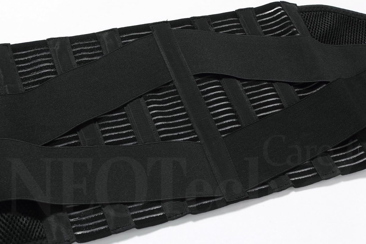 Rugbrace - lumbale ondersteuningsband, BREDE bescherming, aanpasbare compressie en ademend - voor fitness, houding, tillen, werk - zwart - large
