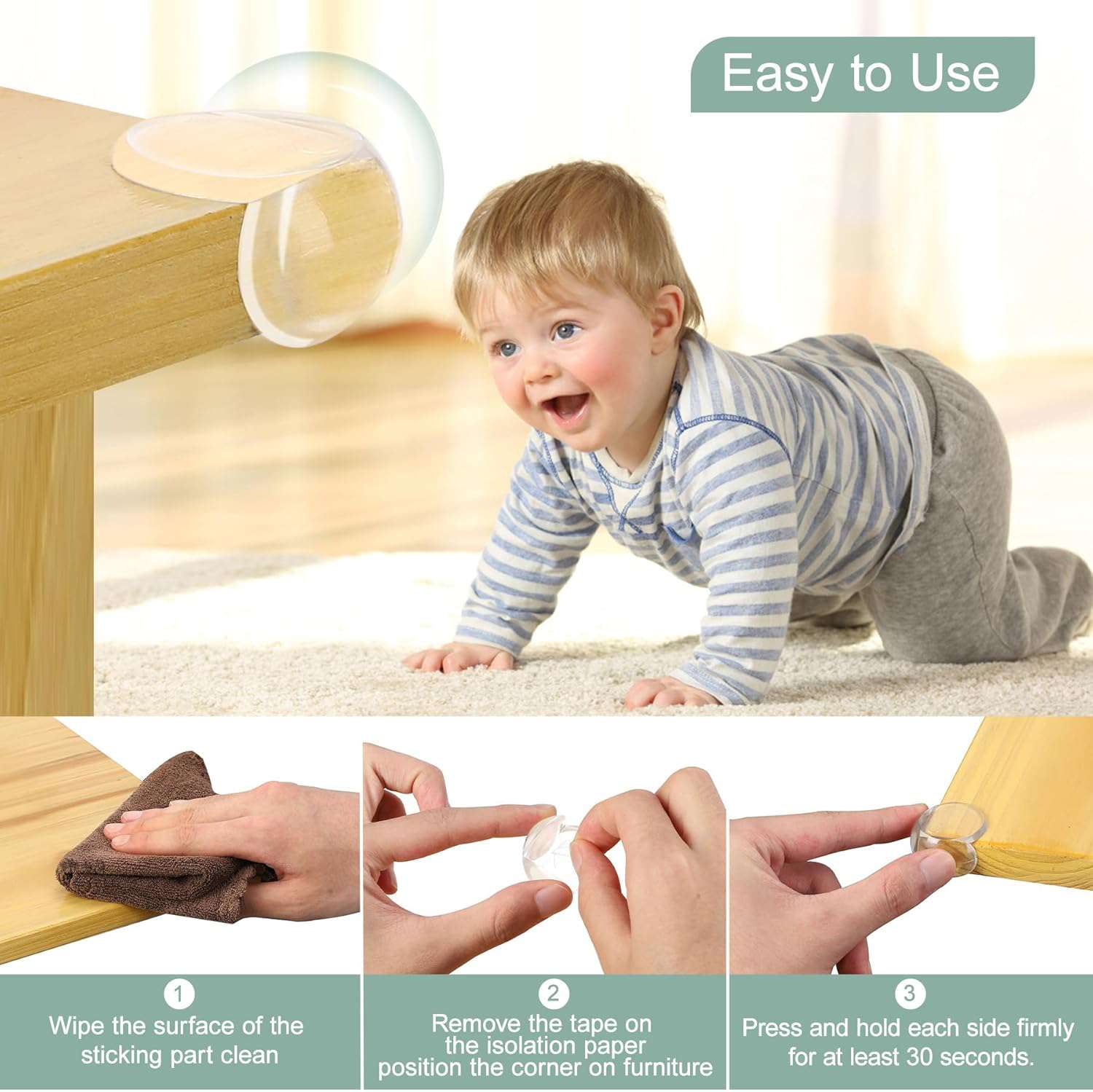 32 stuks hoekbescherming voor baby's, randbescherming, zelfklevend, tafelrandbescherming, transparant, 4 vormen voor verschillende meubels