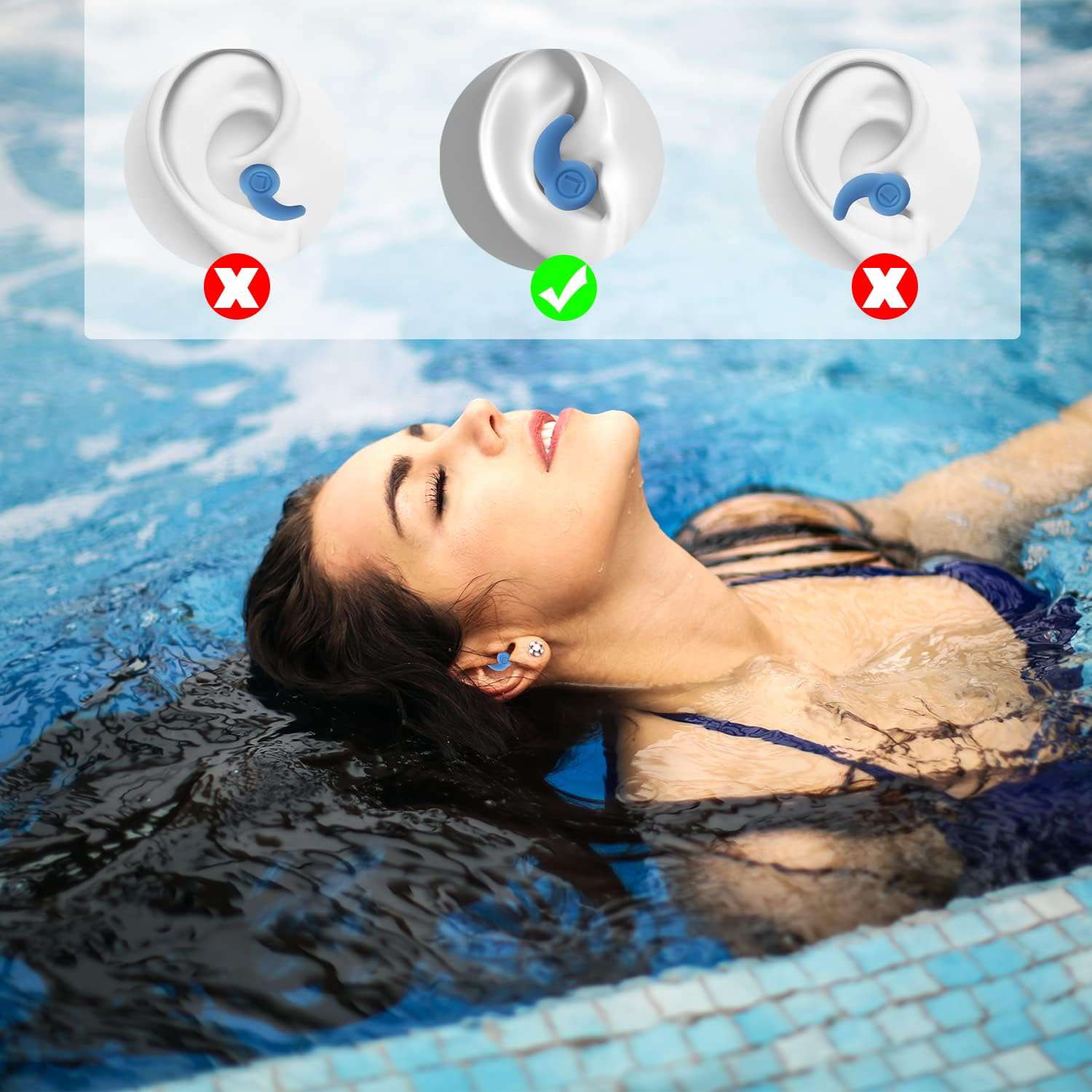 3 Paar Oordopjes Voor Zwemmen Voor Volwassenen, Waterdichte Herbruikbare Siliconen Oordopjes Voor Zwemmers, Gehoorbescherming Voor Douchen Zwemmen Zwemmen Surfen En Andere Watersporten