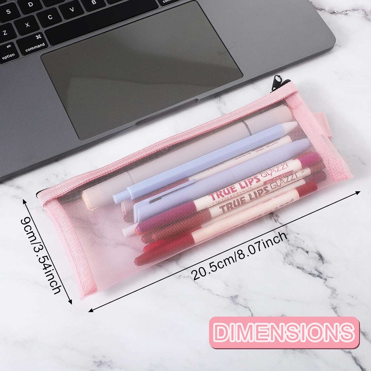 3 stuks doorzichtige etui nylon mesh grote inhoud schrijfwaren pennenetui pennenetui meisjes etui pennen voor tieners kantoor grijs wit roze, grijs, wit, roze, Modern nylon mesh-design