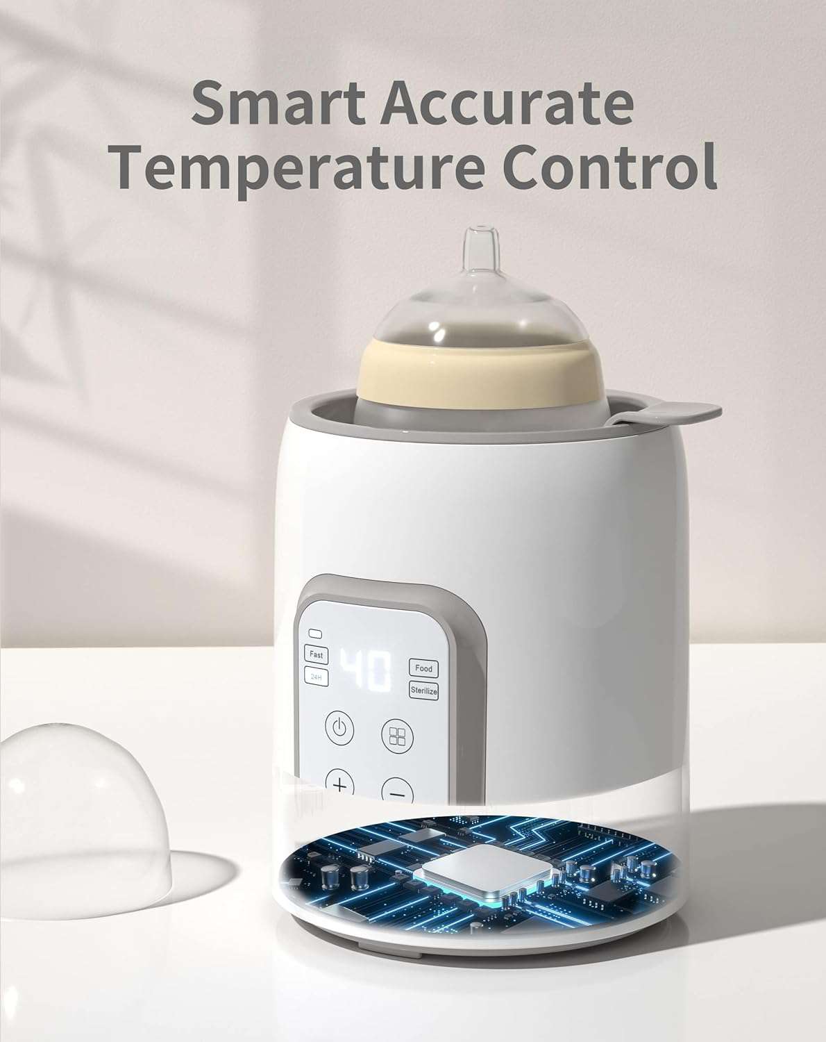 Flesverwarmer voor baby's, sterilisator voor babyflessen, 8-in-1 Fast babyvoeding, warm houden van babyvoeding en ontdooien, BPA-vrije fleswarmer, babyvoedingwarmer met lcd-display