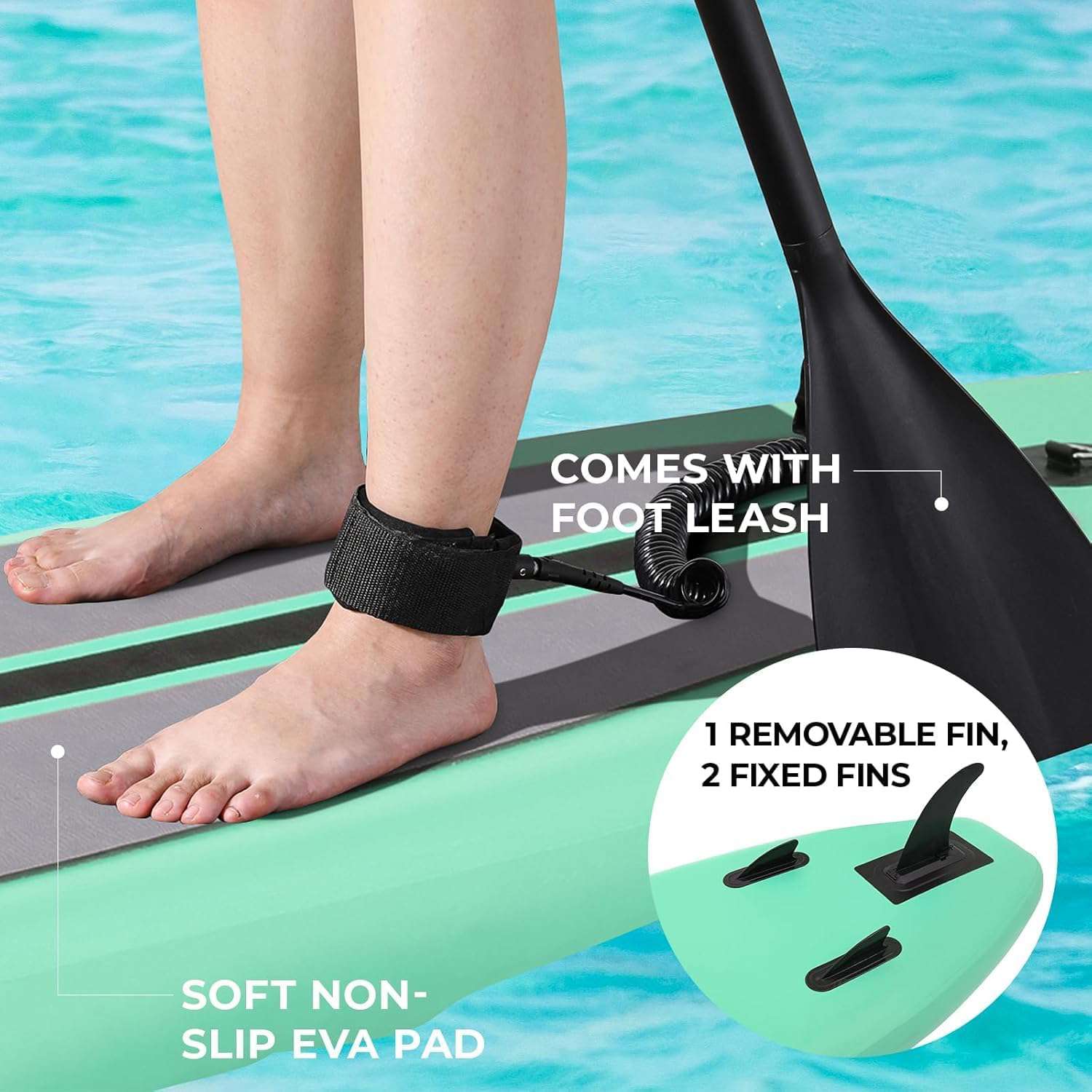 Stand Up Paddleboard, SUP opblaasbaar, standup, SUB met pomp, kajak bootstoel, vinnen, rugzak, dubbele peddel, voor watersport en peddelen, belastbaar tot 200 kg