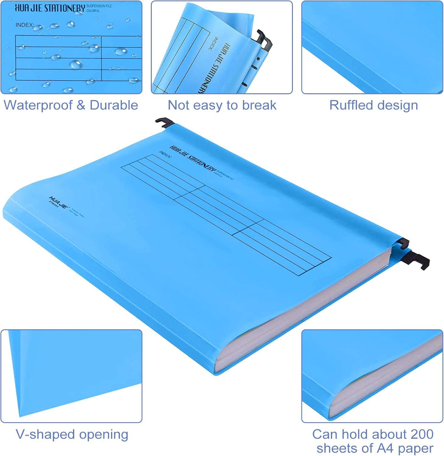 A4-ophangmappen, 25 stuks polypropyleen archiefkast ophangbestanden met tabbladen, kaartinzetstukken en uitwisbare pen, A4-ophangmappen voor archiveringsopslag voor school, thuis, werk, kantoor