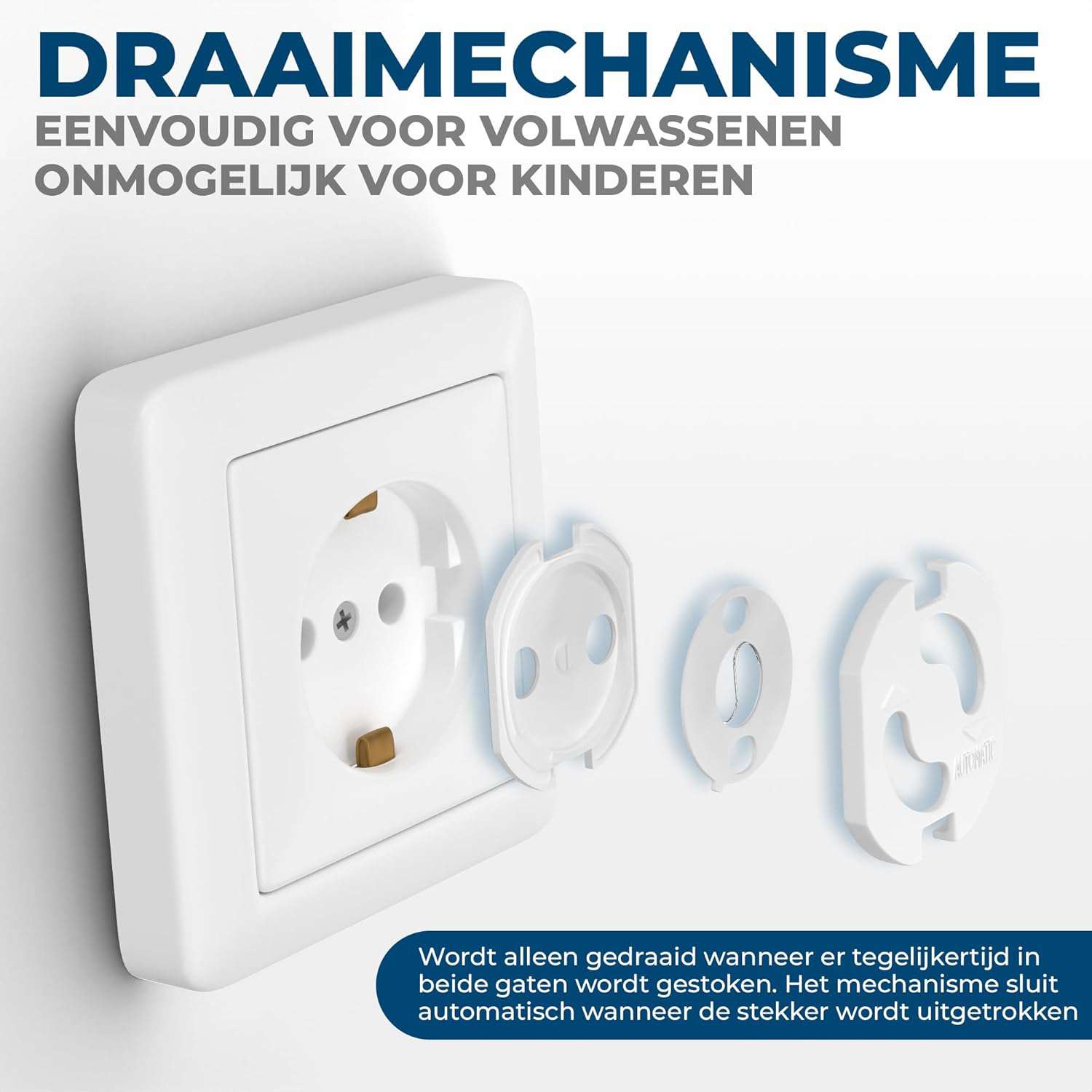 20x Stopcontactbeveiliging met Draaimechanisme – Kinderbeveiliging voor Stopcontacten – Stekkerbescherming voor Baby’s & Kinderen – Wit