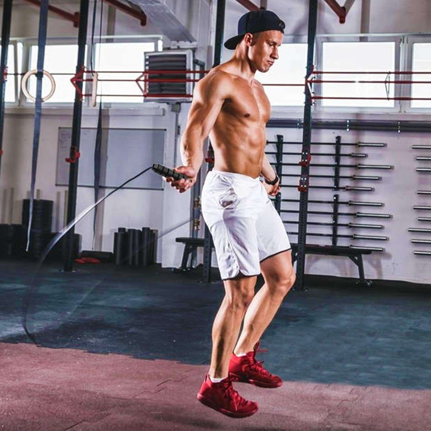 Springtouw Verstelbaar Voor Mannen, Vrouwen en Kinderen - Voor Oefening, Vetverbranding, Workout Thuis of Gym - Personal Training Touw Rood