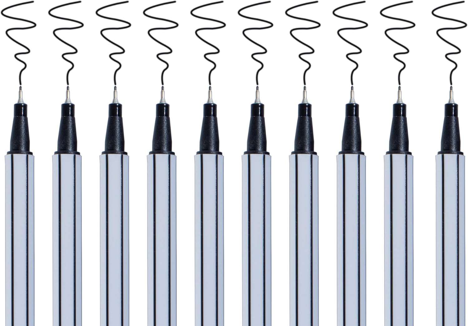 10 x fineliner zwart - fijne 0,4 mm punt - metalen vezelpunt - viltstiften voor nauwkeurig schrijven, tekenen en schilderen - voor kantoor, school, universiteit en thuis