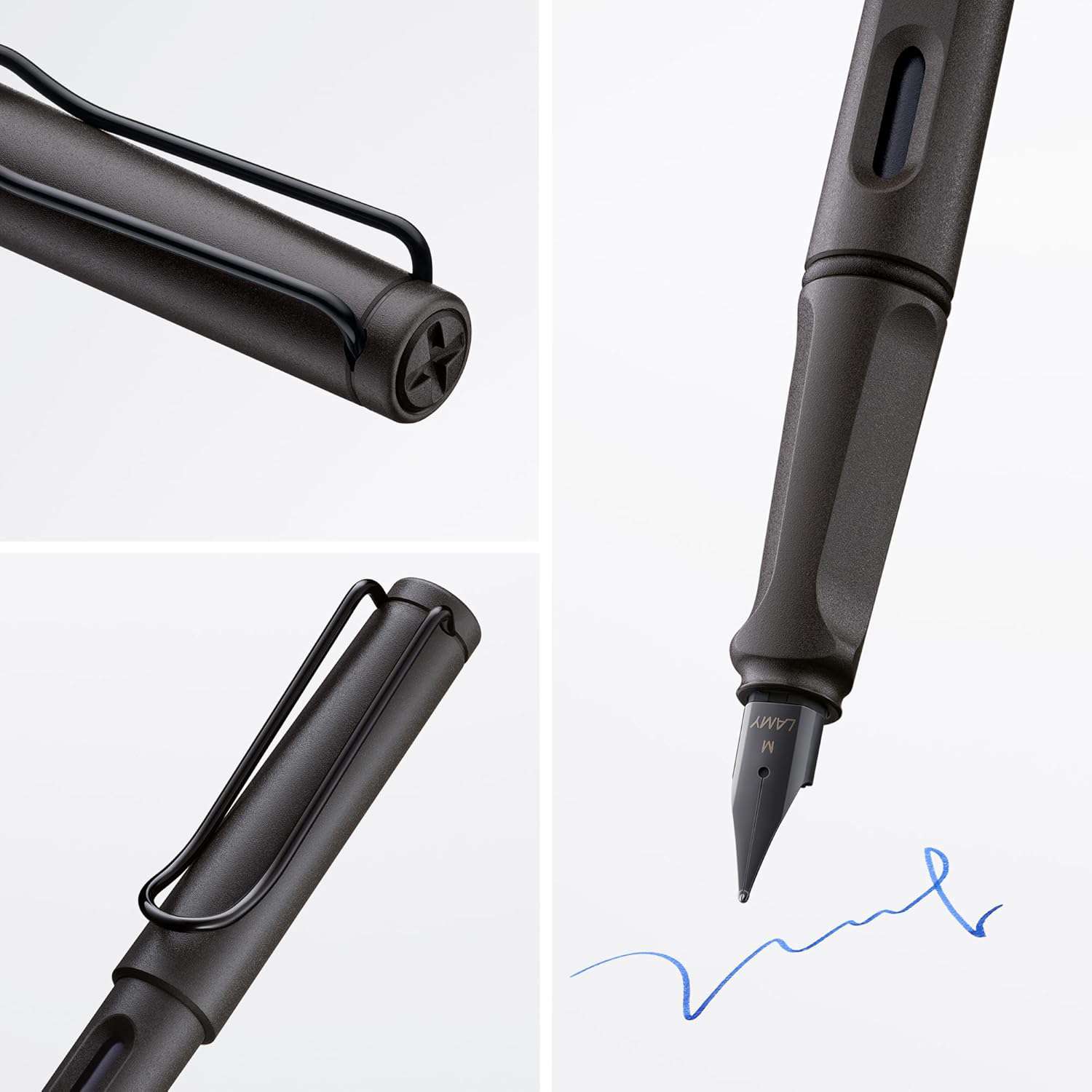 Vulpen met ergonomische grip en zwarte stalen penpunt in maat M - ideaal voor schrijven en kalligrafie - inclusief LAMY T 10 blauwschrijvend patroon - Rechtshandig