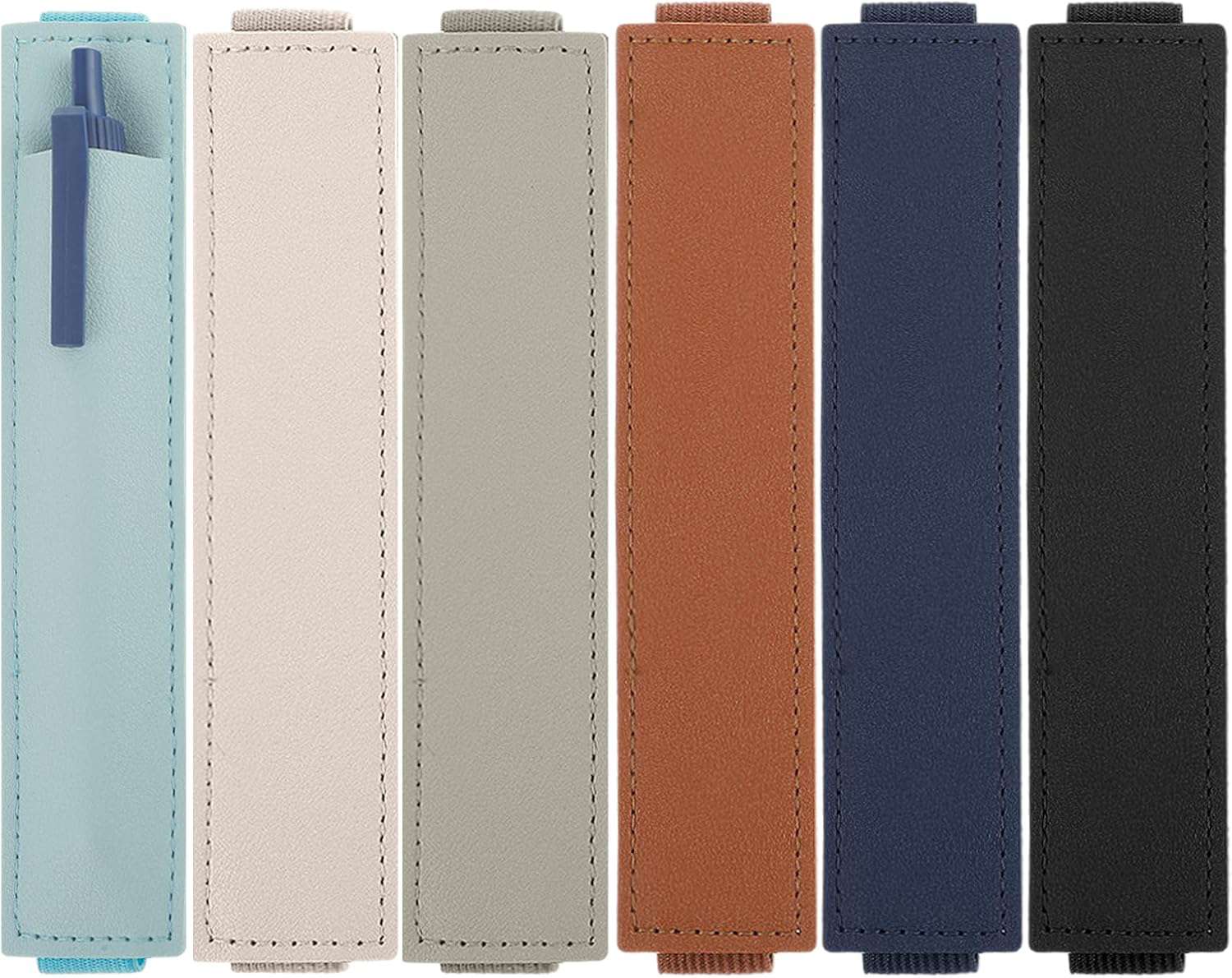 6Pcs Elastische Notebook Pen Houder Verstelbare Bandjes Lederen Pen Sleeve Pouch voor Journal Planner Potlood Houder voor Boek Binder School Kantoorbenodigdheden Pen Houder voor Planner