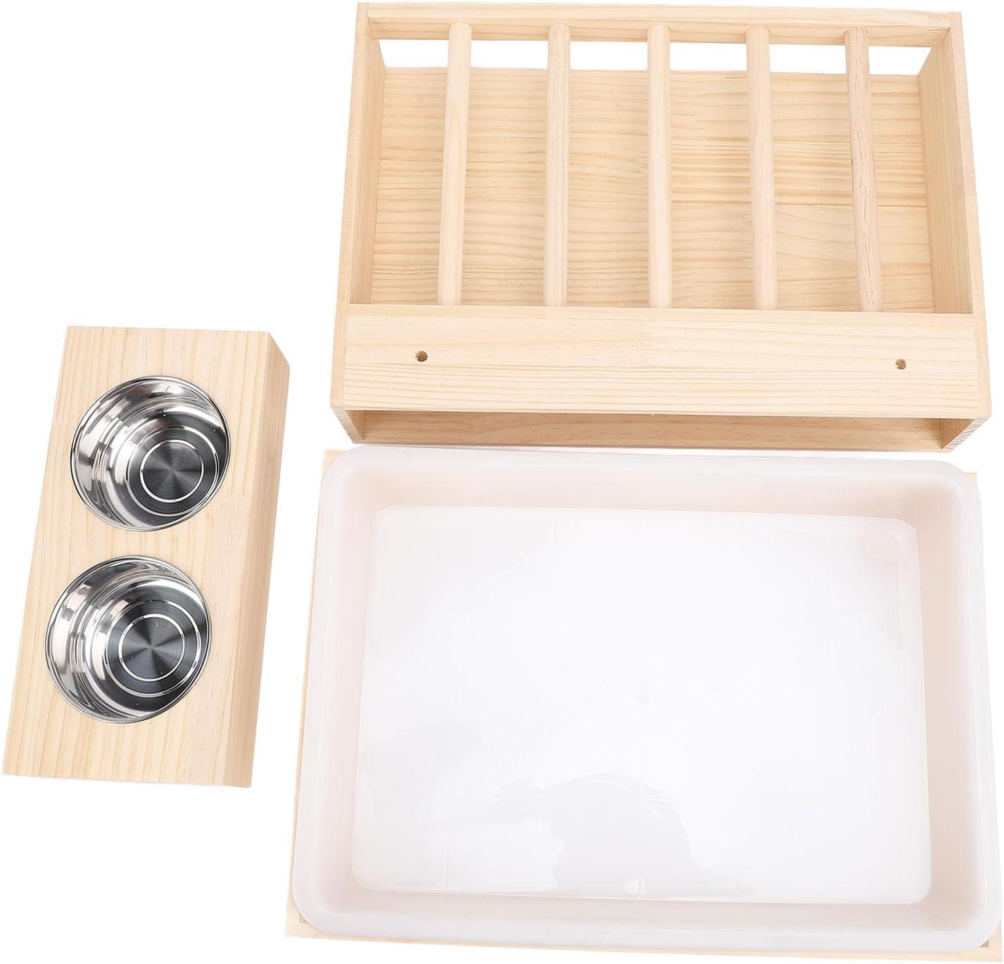 Houten Hooi Feeder voor Konijn, Cavia en Hamster – Puinhoopvrije Voerbak – Stevige Krabber en Voedingshouder.