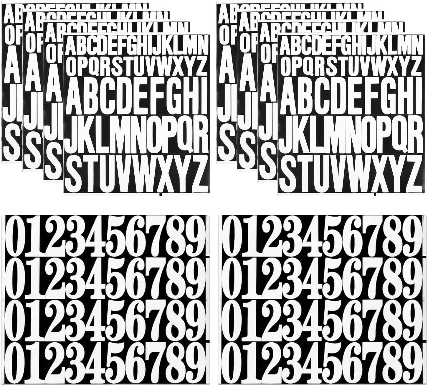 Alfanumerieke Stickers Set – 8 Vellen Waterdicht Vinyl – 25cm & 5cm Grote Letters en Cijfers – Witte Stickers voor Knutselen, Scrapbooking & Brievenbussen