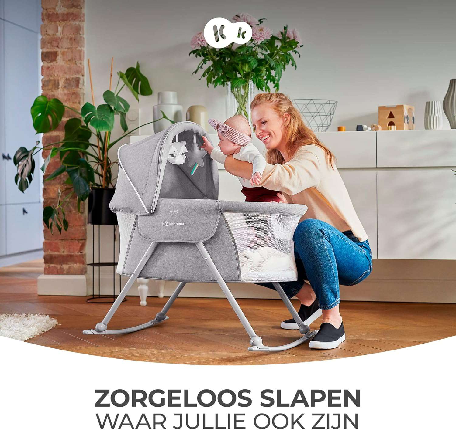 3-in-1 reisbed LOVI 3-in-1 reisbed, babybedje, wiegje, schommelwiegje, makkelijk in- en uitklappen, verstelbare zonnekap, met toebehoren, matrasje met verwijderbare hoes, Grijs
