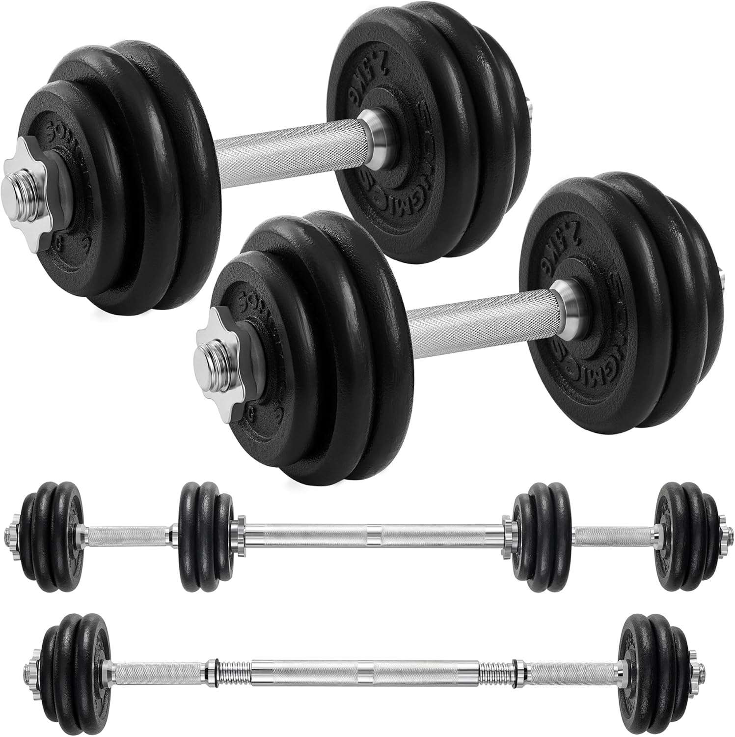 Halterset, Gietijzeren dumbbells, Verstelbare halterset, met verbindingsbuis, voor heren Dames Workout Fitness Training Gewichtheffen, voor thuisgymnastiek