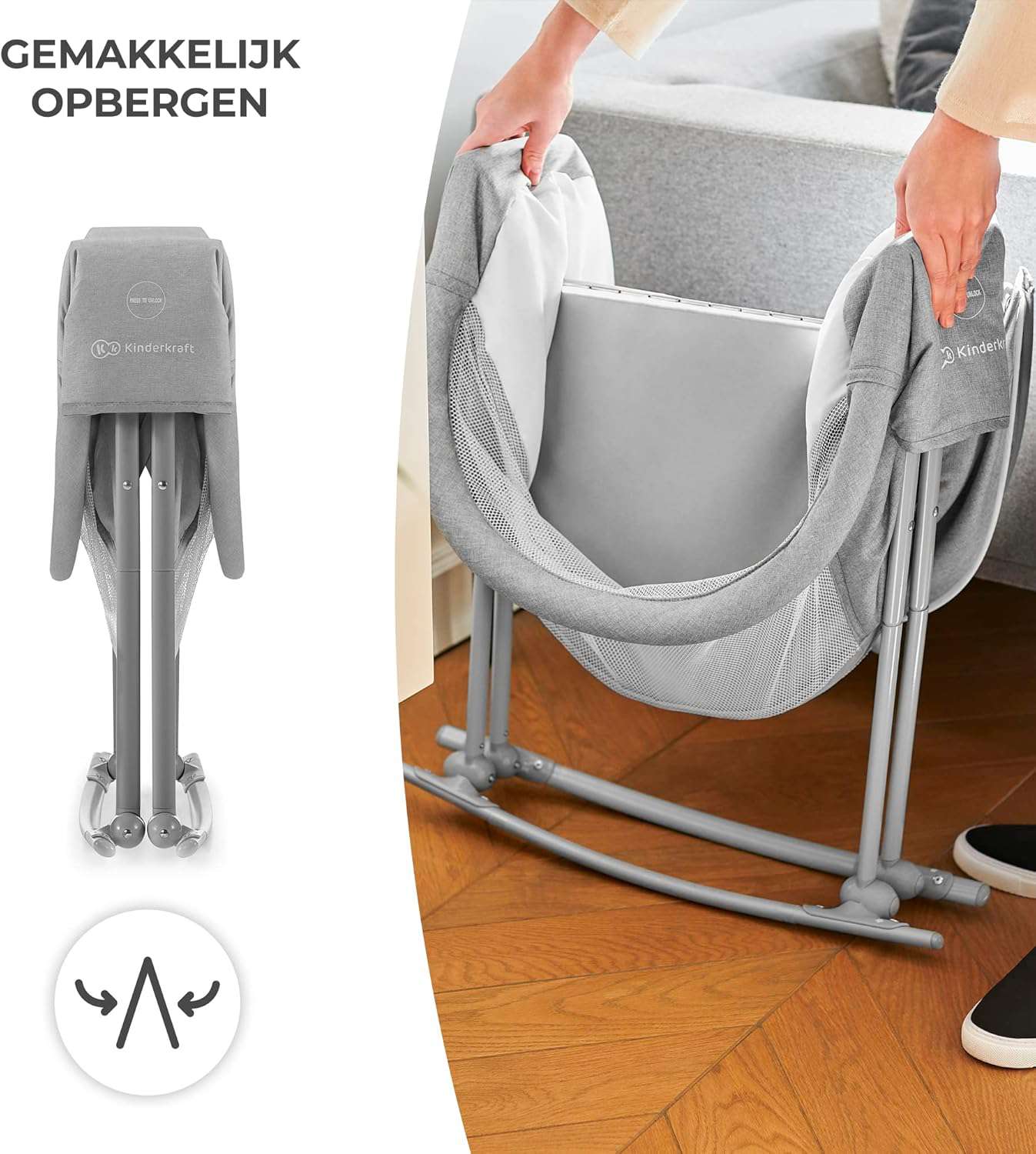 3-in-1 reisbed LOVI 3-in-1 reisbed, babybedje, wiegje, schommelwiegje, makkelijk in- en uitklappen, verstelbare zonnekap, met toebehoren, matrasje met verwijderbare hoes, Grijs