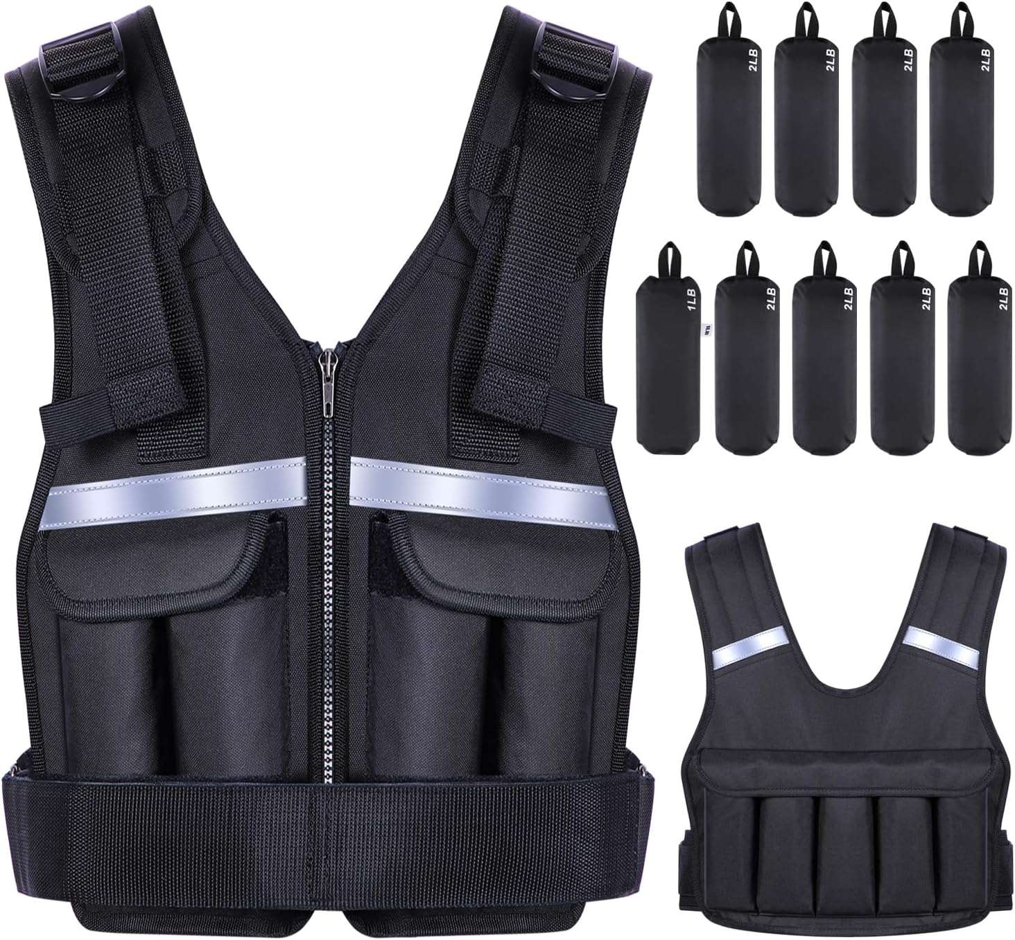 Verstelbaar gewichtsvest van 1 kg tot 8 kg, 9-in-1 snel verstelbaar hardloopvest voor mannen en vrouwen, krachttraining, calisthenics en sportschool, gewichtsvest