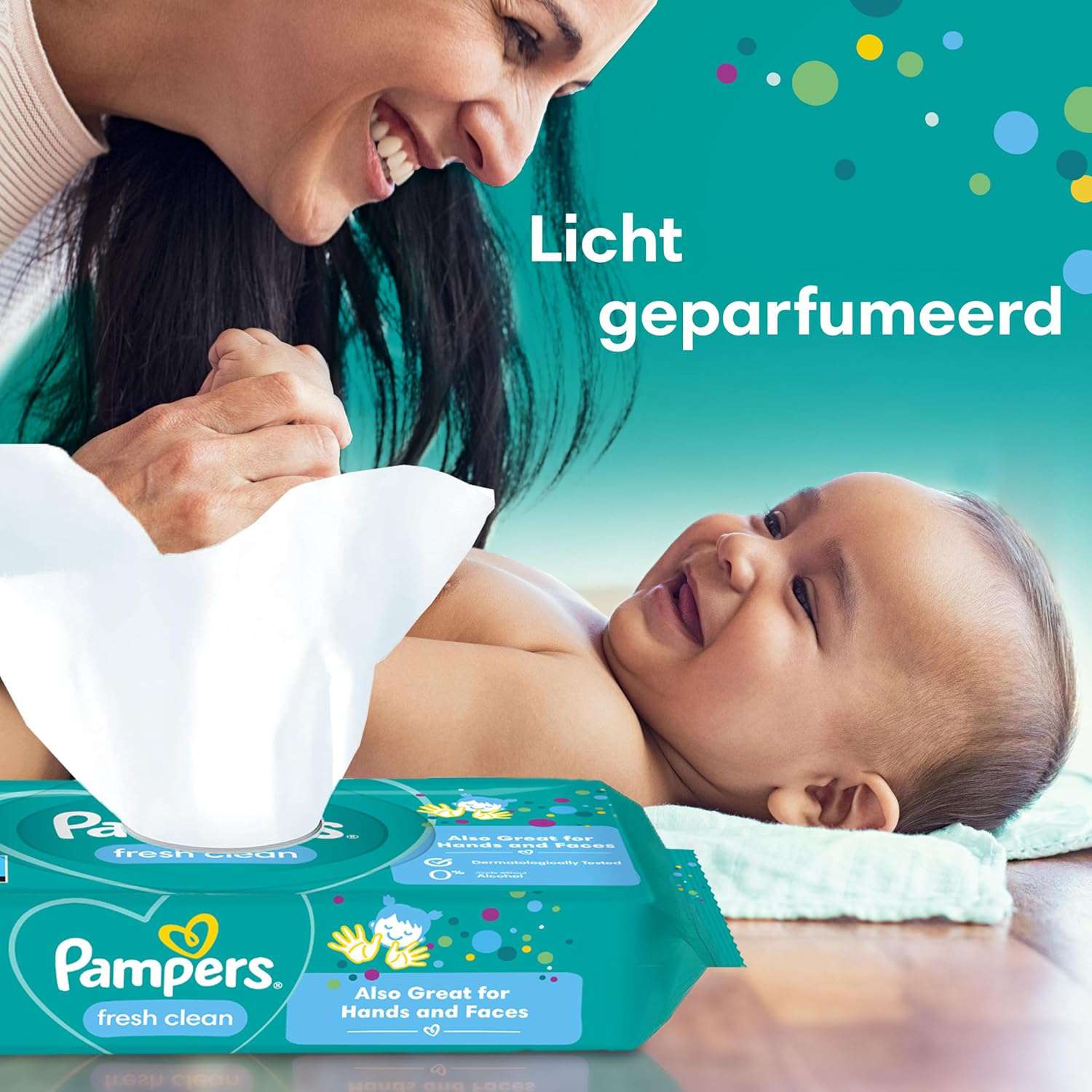 Pampers Fresh Clean Billendoekjes, 1200 Babydoekjes (15 x 80 Doekjes), met Frisse Geur, Ook Voor Handen en Gezicht, Dermatologisch Getest