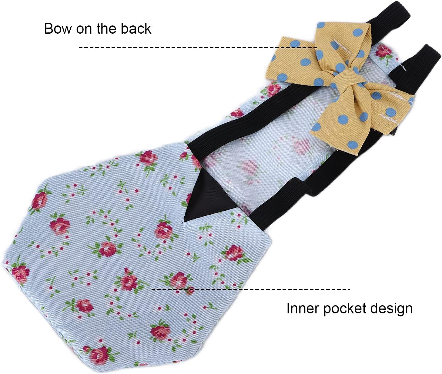 Wasbare en Verstelbare Luier voor Huisdier Kip, Eend en Ganzen – Herbruikbare Doek met Blauwe Bloemenprint (M)