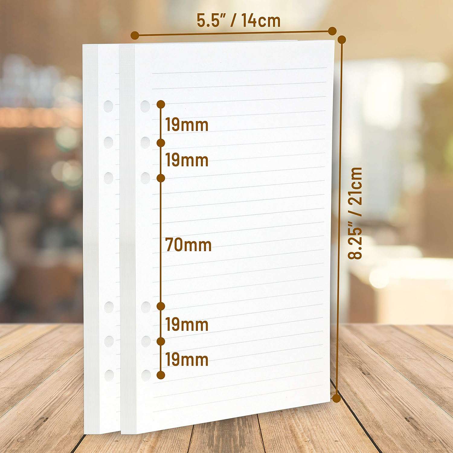 A5 6 Ringband Planner Inserts - 21X14,2Cm - Dikke Crème Losbladige A5 Papier Vullingen Compatibel Met Filofax, 6 Gaten, 100 Vellen, 200 Blanco Pagina'S
