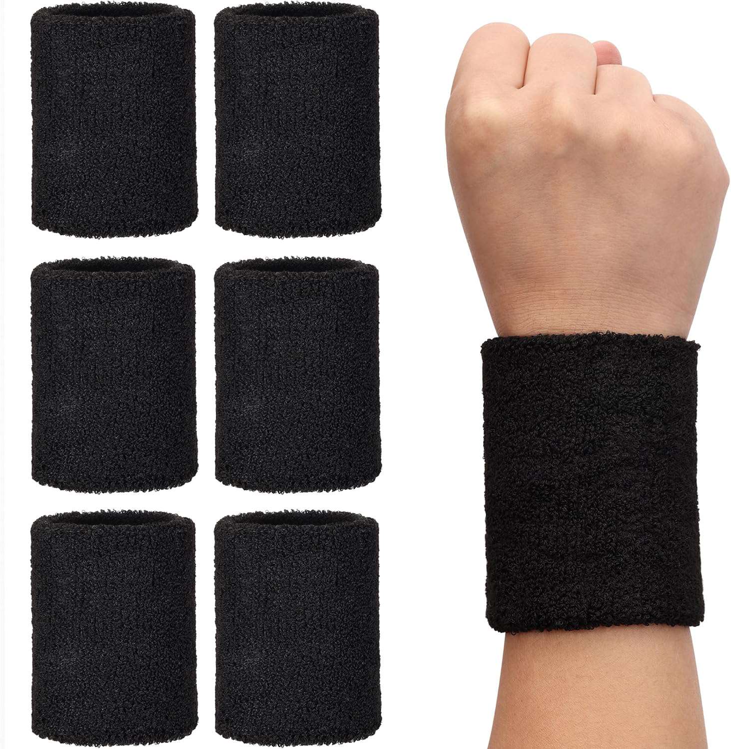 6x elastische zweetband pols - Zweetbandjes set voor dames en heren - Polsband voor hardlopen sport en fitness - Comfortabele gym zweetbanden