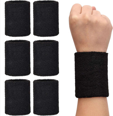 6x elastische zweetband pols - Zweetbandjes set voor dames en heren - Polsband voor hardlopen sport en fitness - Comfortabele gym zweetbanden