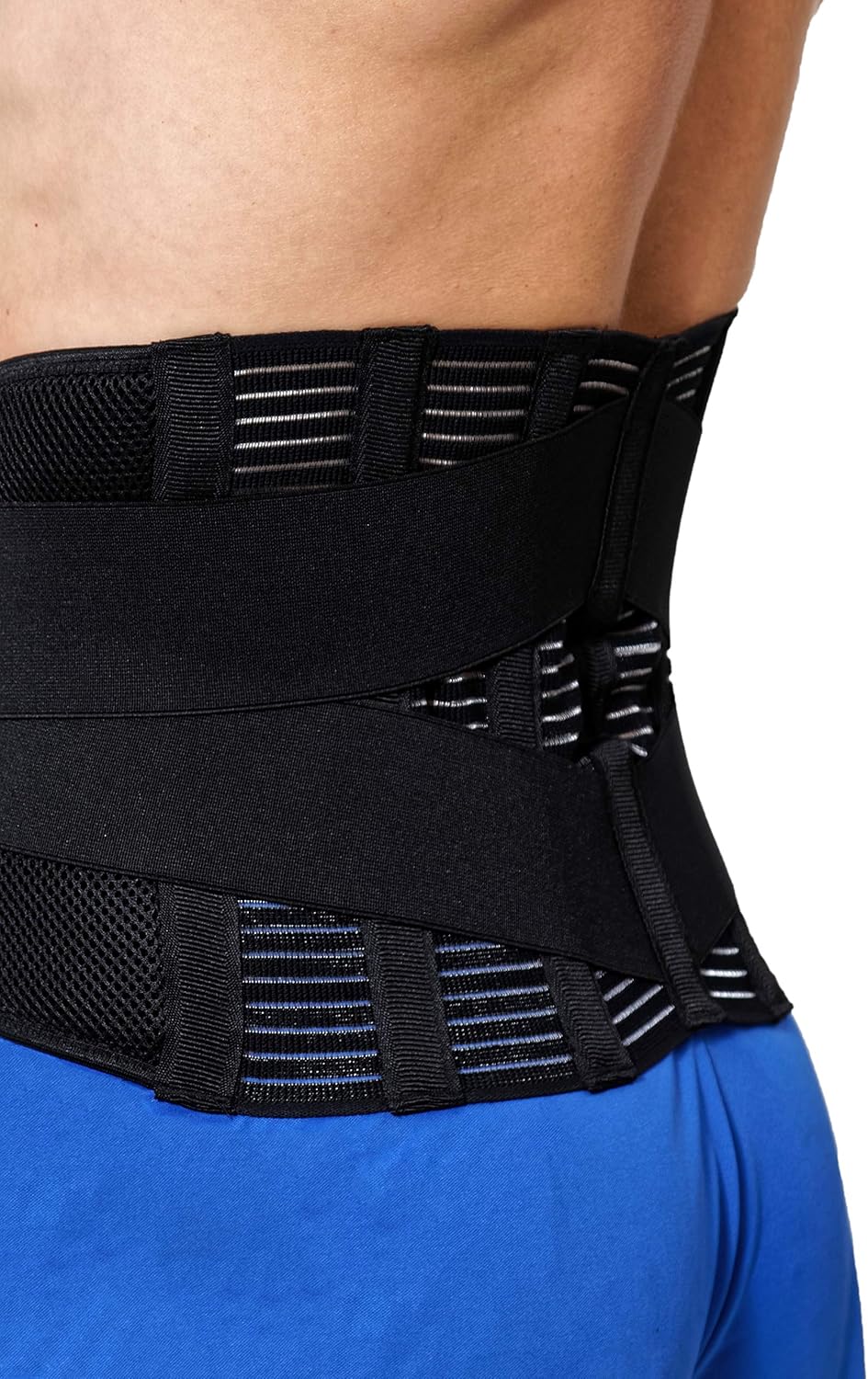 Rugbrace - lumbale ondersteuningsband, BREDE bescherming, aanpasbare compressie en ademend - voor fitness, houding, tillen, werk - zwart - large