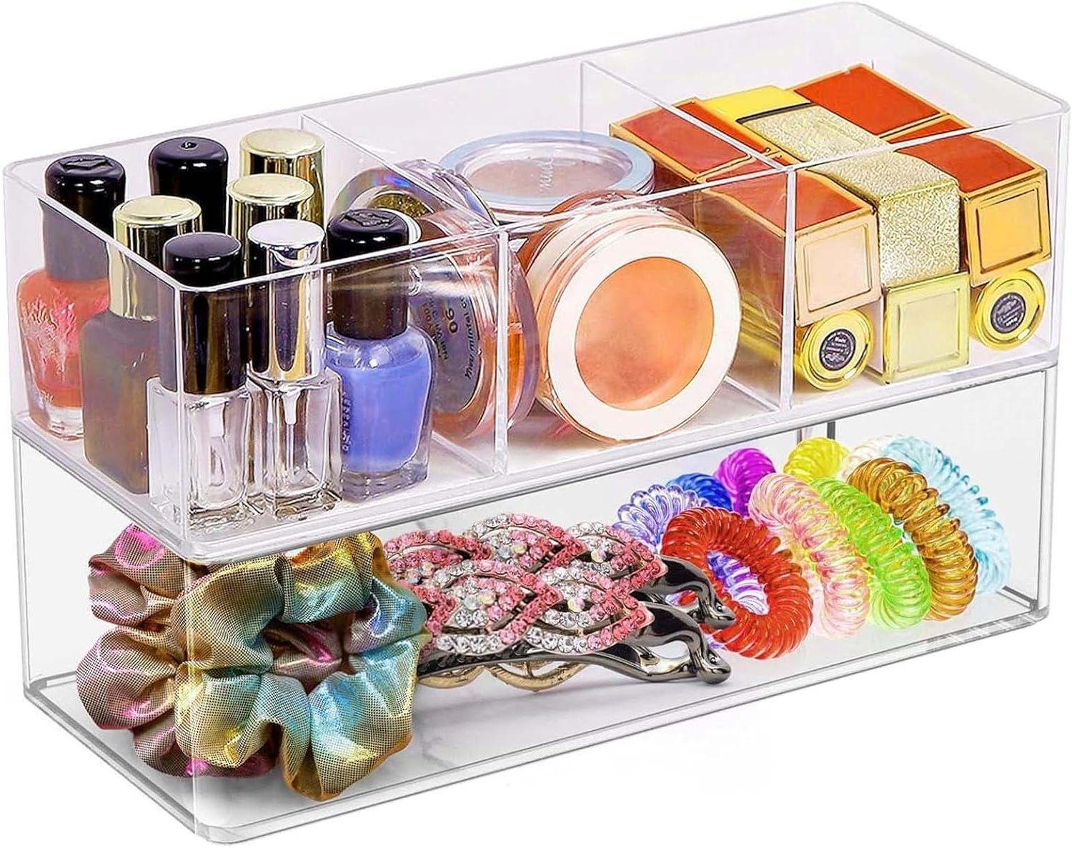Make-up Organizer Set van 2 – Transparant Acryl – Cosmetische Opbergdozen voor Lippenstift, Sieraden & Accessoires