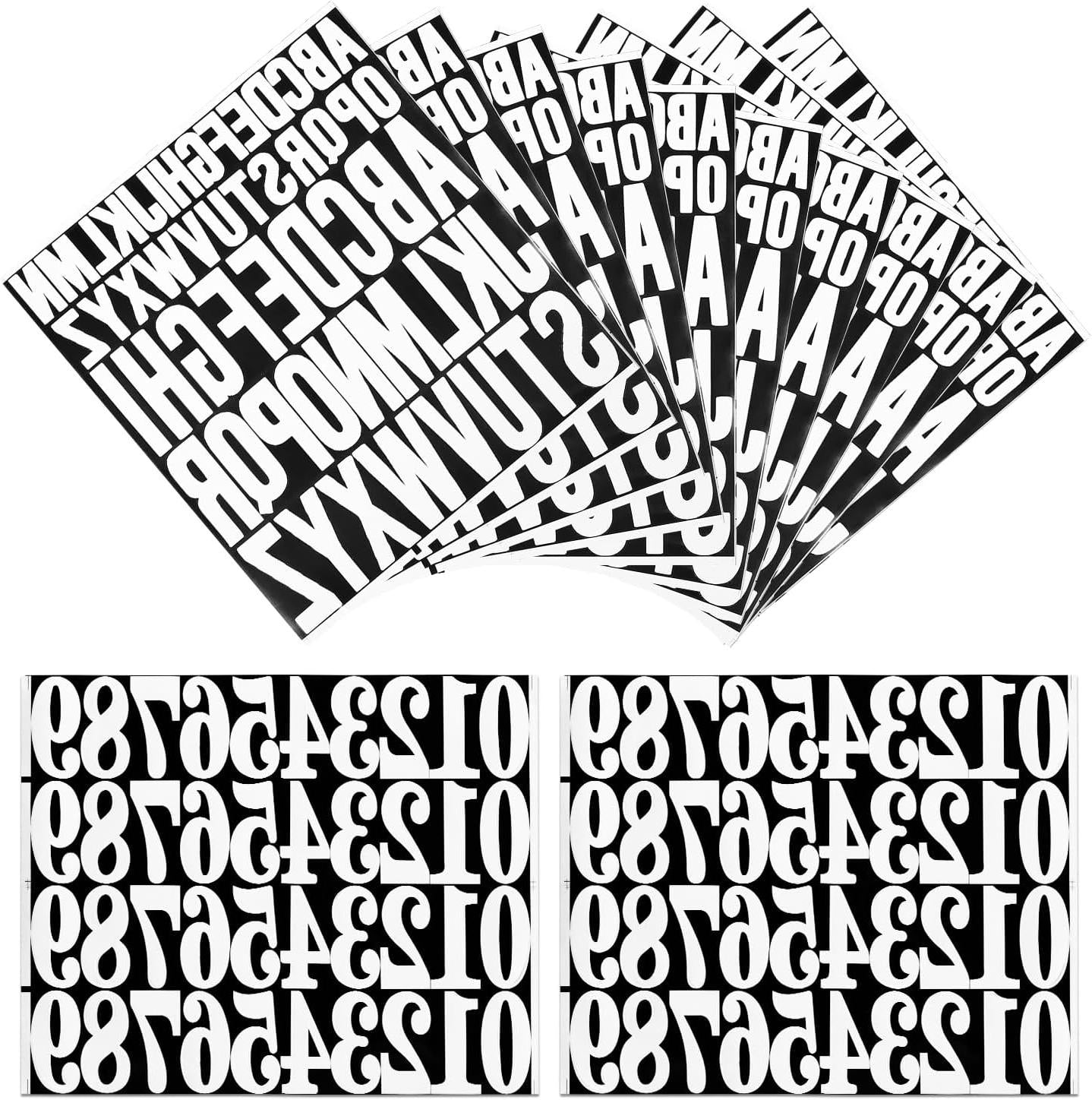 Alfanumerieke Stickers Set – 8 Vellen Waterdicht Vinyl – 25cm & 5cm Grote Letters en Cijfers – Witte Stickers voor Knutselen, Scrapbooking & Brievenbussen