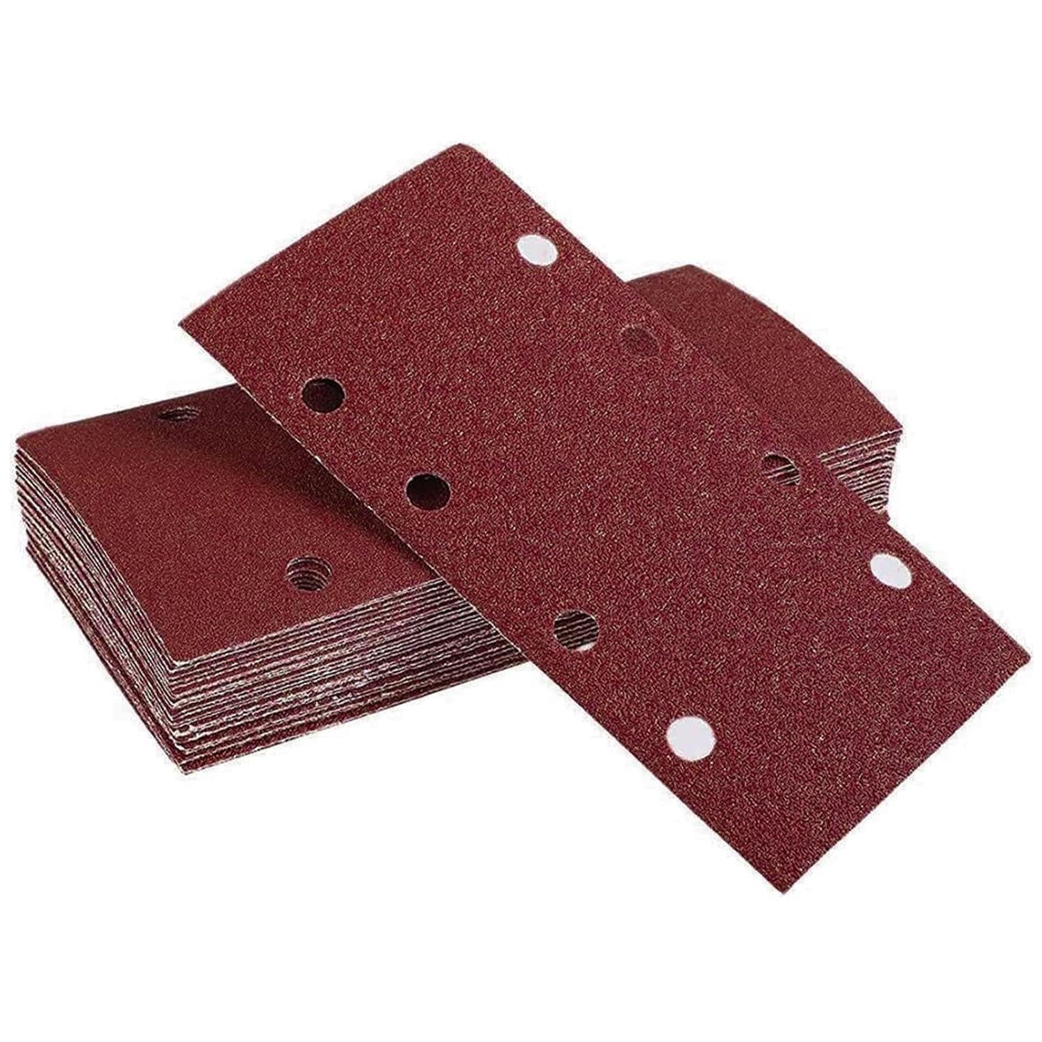 Schuurpapier voor Elektrische Vlakschuurmachine - 93x185 mm, 8 Gaten, Klittenband - Set van 40 Stuks (Korrels 40, 60, 80, 120, 240)