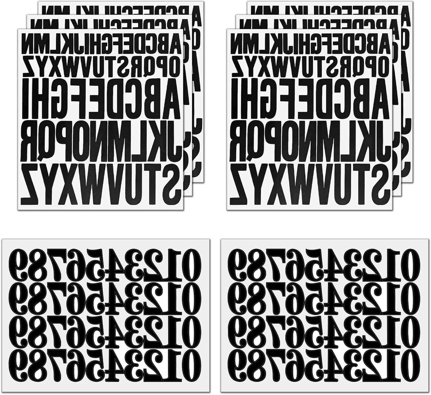 Grote Zelfklevende Letterstickers Set – 8 Vellen – 2,5 cm & 5 cm – Zwart Alfabet & Cijferstickers – Waterdicht Vinyl