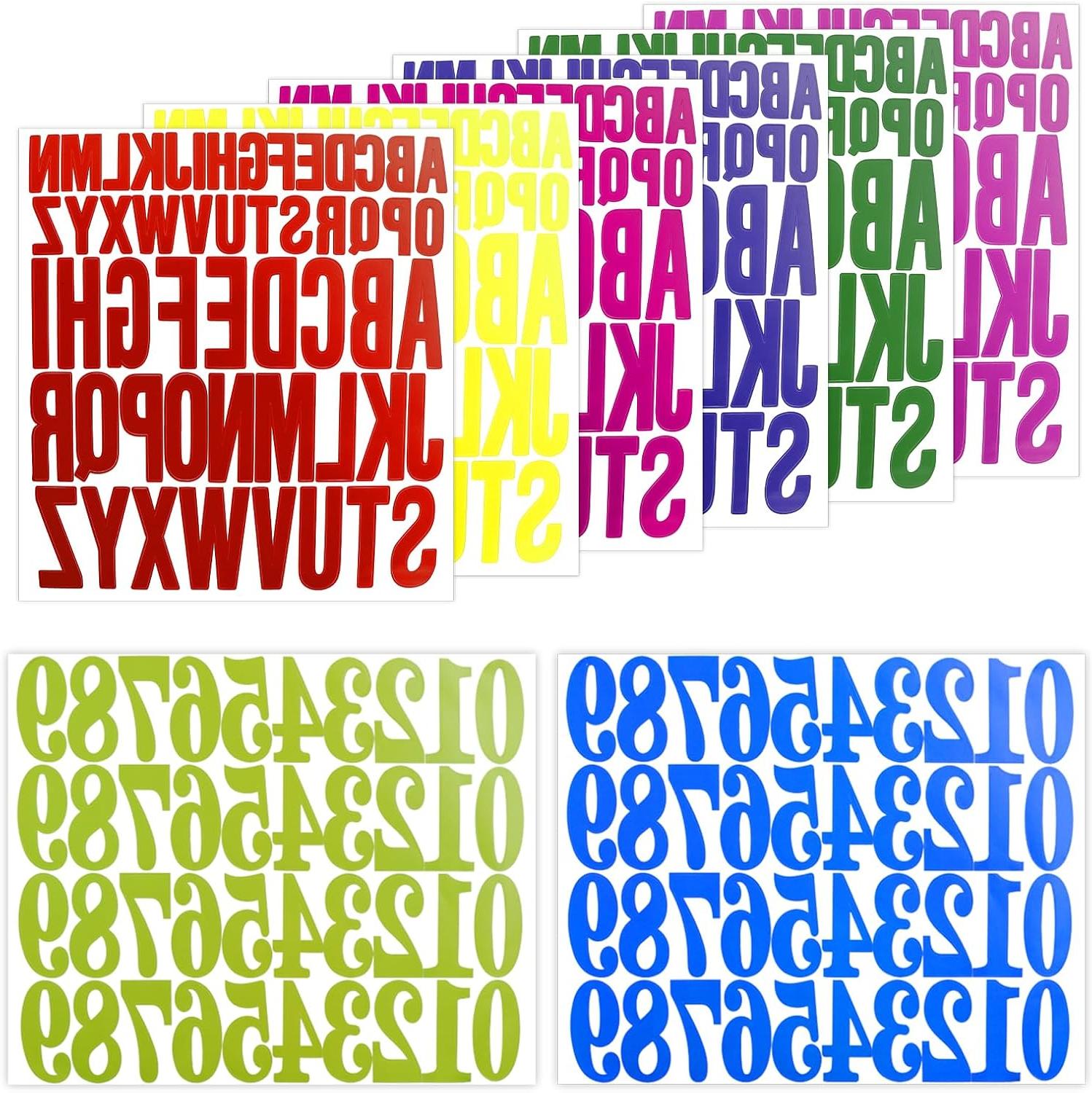 Gekleurde Alfabet- en Cijferstickers – 8 Vellen – 25cm & 5cm Groot – Waterdicht Vinyl – Zelfklevende Stickers voor Knutselen & Scrapbooking