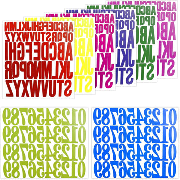 Gekleurde Alfabet- en Cijferstickers – 8 Vellen – 25cm & 5cm Groot – Waterdicht Vinyl – Zelfklevende Stickers voor Knutselen & Scrapbooking