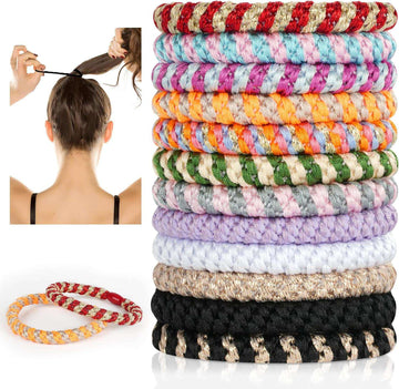 12 Stuks Elastische Haarbanden voor Dames & Meisjes – Geen Schade, Vouwloos, Paardenstaart & Vlecht