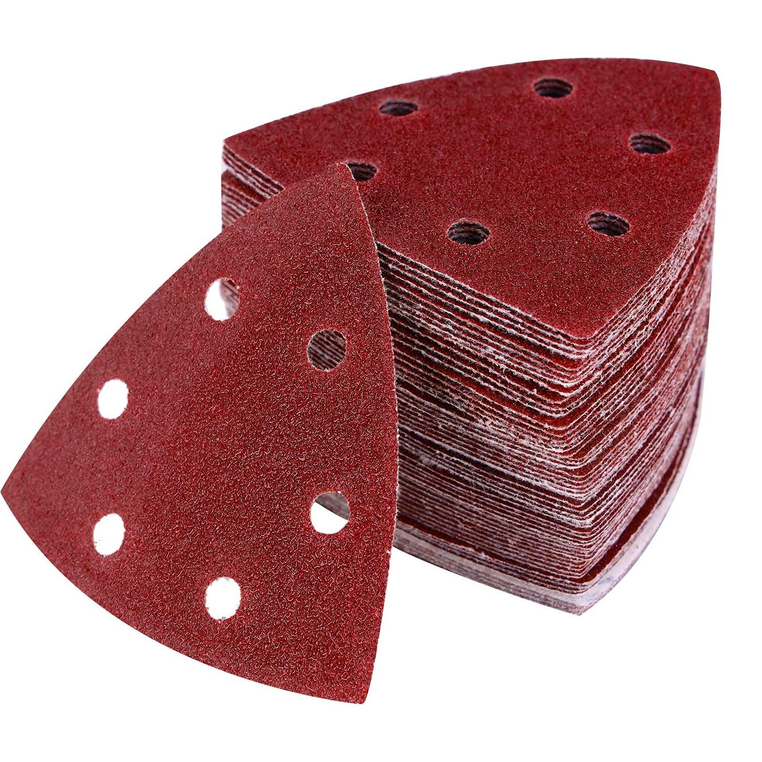 60 Stuks Driehoek Schuurpapier 93x93x93 mm – 6 Gaats Klittenband – Korrel 40 t/m 240 – Voor Mouse & Multischuurmachine
